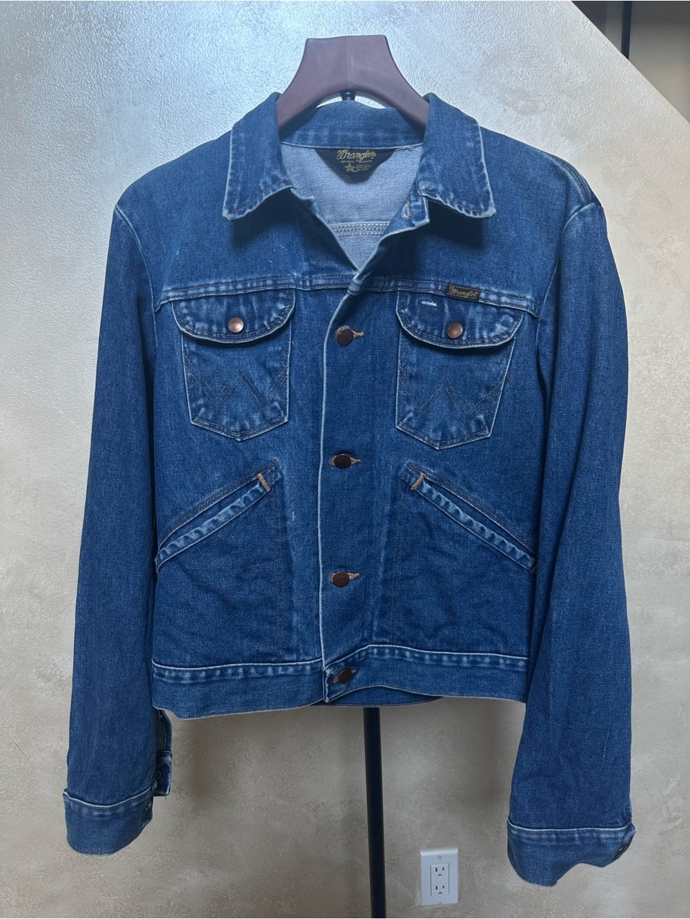 Vintage 70s Wrangler USA Made No-Fault Denim Dark Wash Western Jean Jacket
